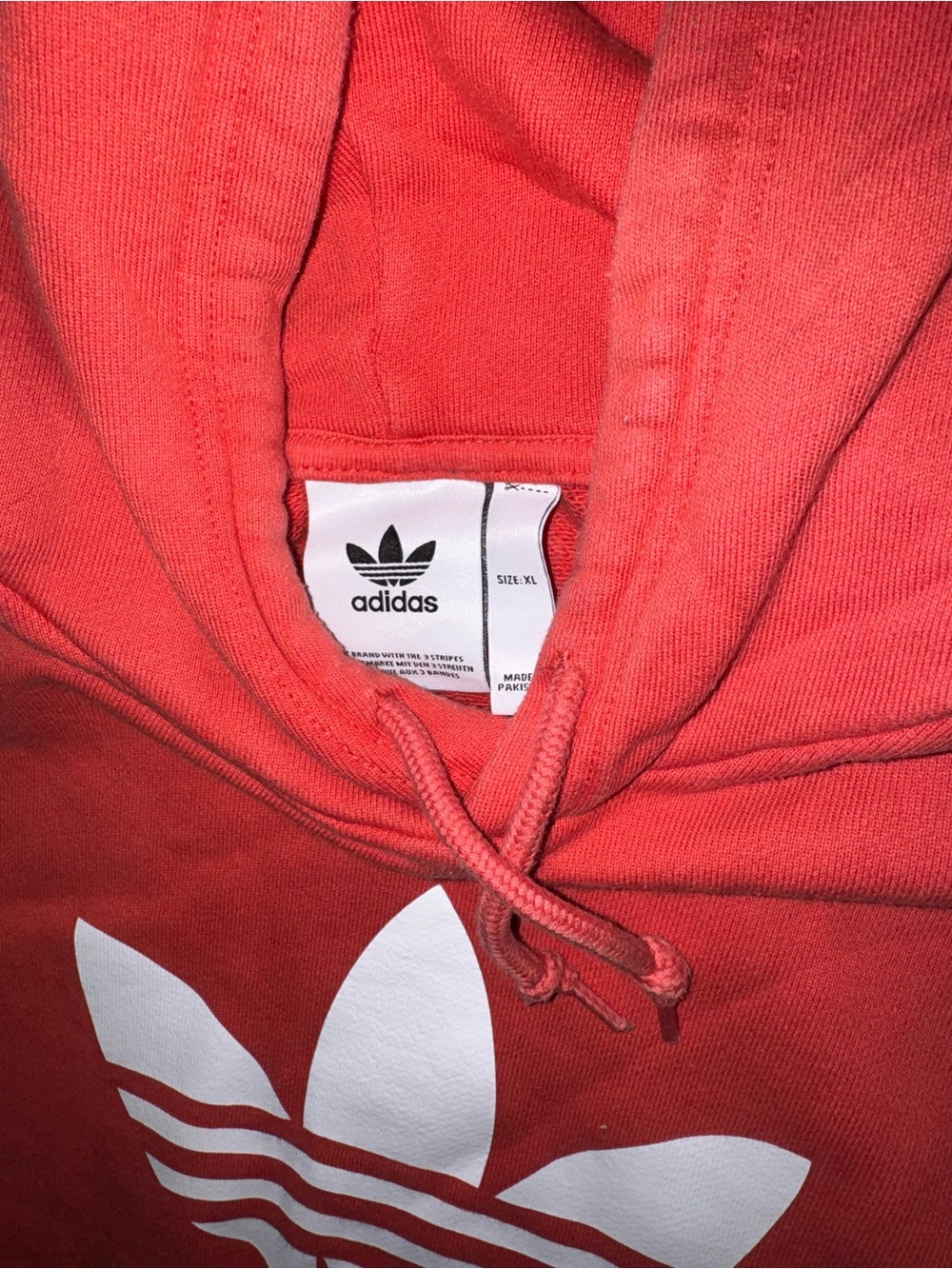 adidas Red Trefoil Logo Hoodie Pullover - Picture 5 of 5